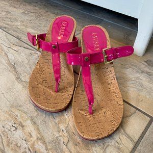 Ralph Lauren Pink Patent Leather sandals size 8.5